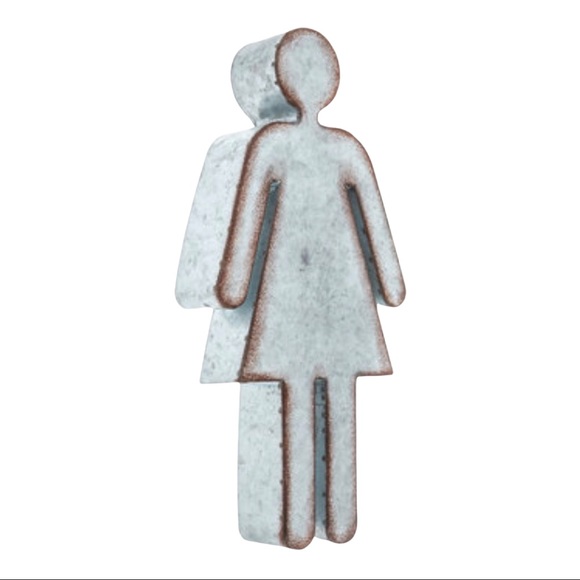 Accents Rustic Modern Farmhouse Women Galvanized Metal Bathroom Sign